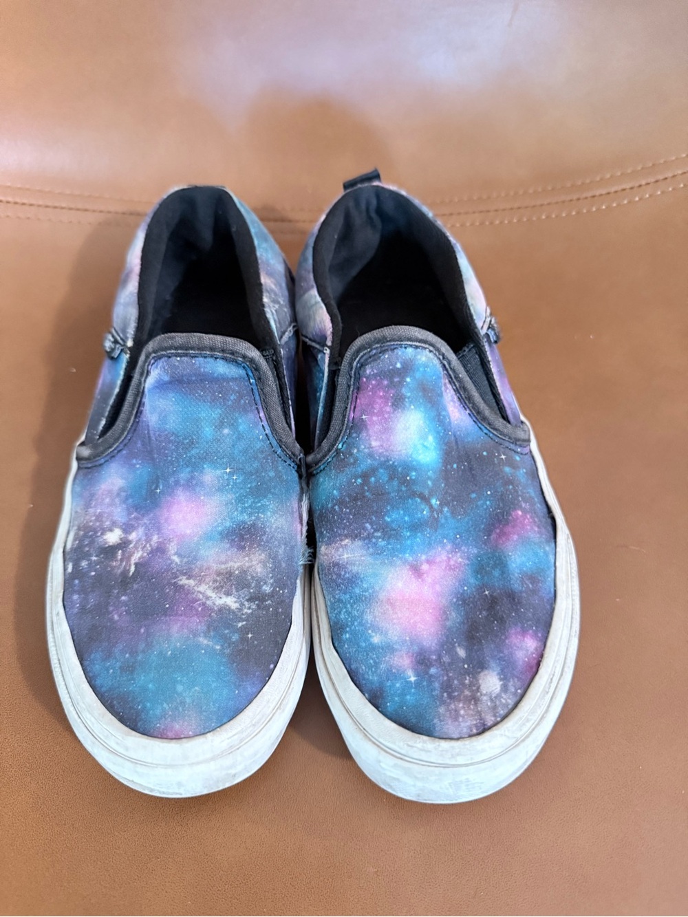 Vans Size 1 Slip-On Galaxy Canvas Sneakers - Purple, Blue, Black